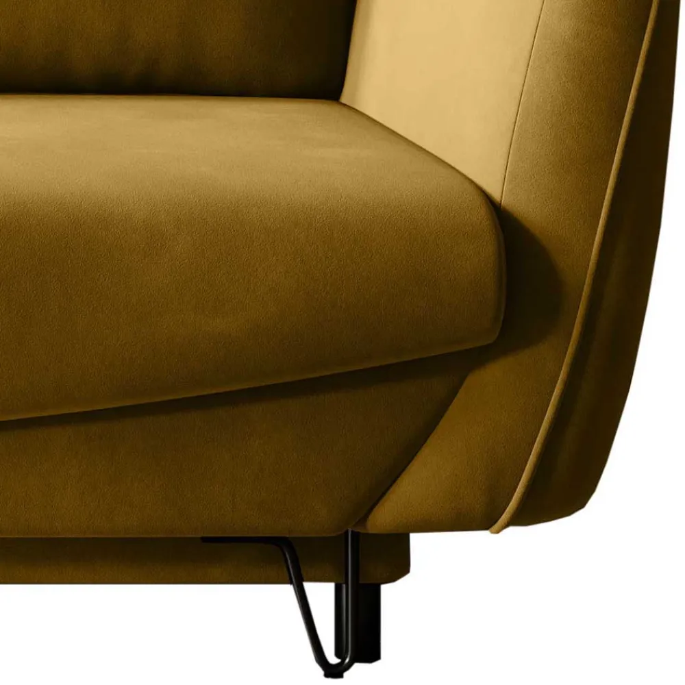 Wohnen Sofas<Dreisitzer Schlafcouch in Senfgelb Samt - Ombragon