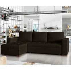 Wohnen Sofas<Dreisitzer Schlafcouch in Dunkelbraun Stoff - Fabrizio