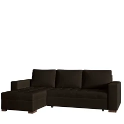 Wohnen Sofas<Dreisitzer Schlafcouch in Dunkelbraun Stoff - Fabrizio