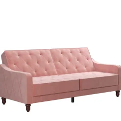 Wohnen Betten|Sofas<Dreisitzer Schlafcouch in Rosa Samtbezug - Norteba