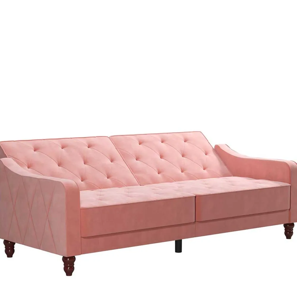 Wohnen Betten|Sofas<Dreisitzer Schlafcouch in Rosa Samtbezug - Norteba