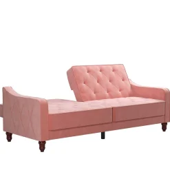 Wohnen Betten|Sofas<Dreisitzer Schlafcouch in Rosa Samtbezug - Norteba
