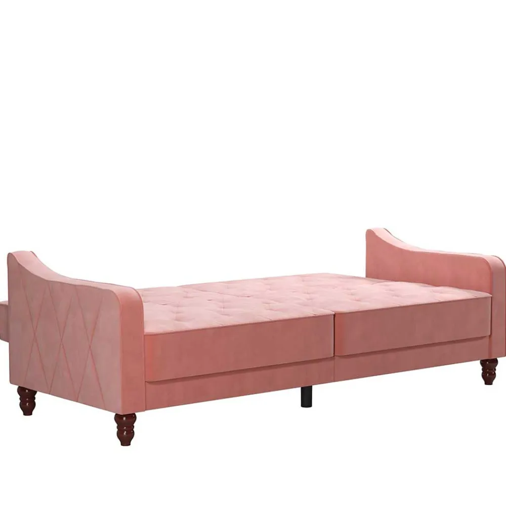 Wohnen Betten|Sofas<Dreisitzer Schlafcouch in Rosa Samtbezug - Norteba