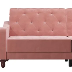 Wohnen Betten|Sofas<Dreisitzer Schlafcouch in Rosa Samtbezug - Norteba