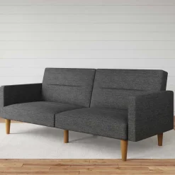 Wohnen Betten|Sofas<Dreisitzer Schlafsofa in Grau und Holz Natur - Maragas