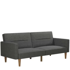 Wohnen Betten|Sofas<Dreisitzer Schlafsofa in Grau und Holz Natur - Maragas
