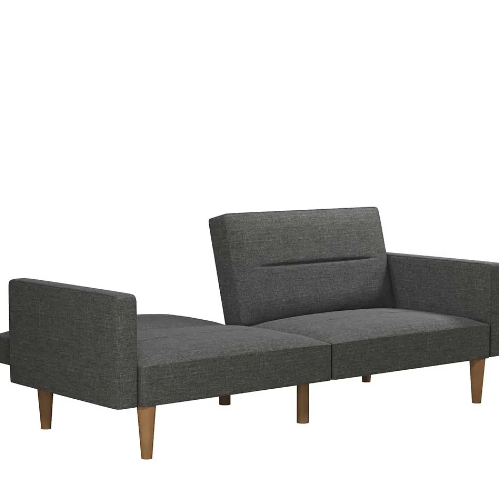 Wohnen Betten|Sofas<Dreisitzer Schlafsofa in Grau und Holz Natur - Maragas