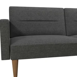Wohnen Betten|Sofas<Dreisitzer Schlafsofa in Grau und Holz Natur - Maragas