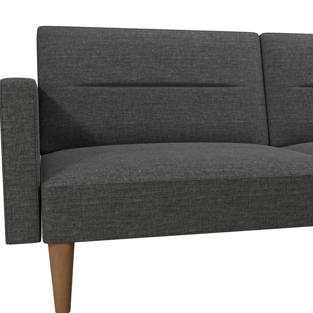Wohnen Betten|Sofas<Dreisitzer Schlafsofa in Grau und Holz Natur - Maragas