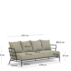Wohnen Sofas<Dreisitzer Sofa mit Stahlgestell Schwarz - Emjan