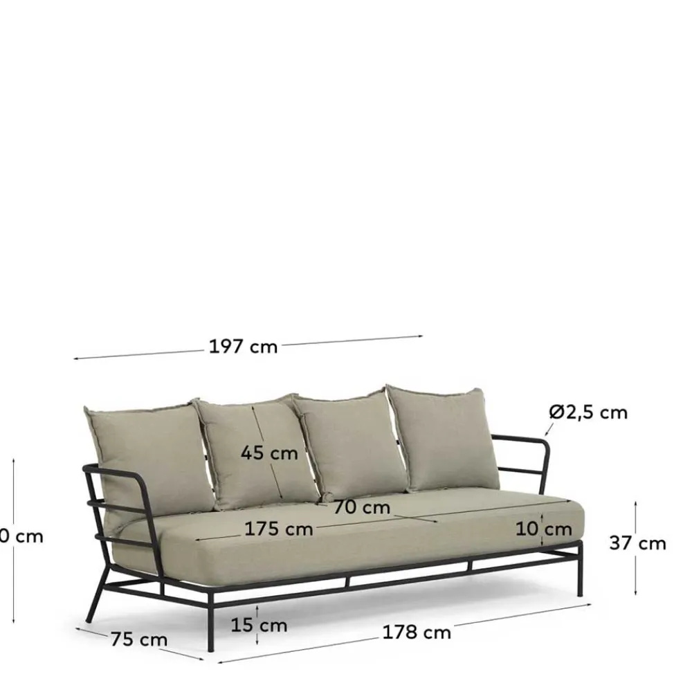 Wohnen Sofas<Dreisitzer Sofa mit Stahlgestell Schwarz - Emjan