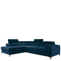 Wohnen Betten|Sofas<Dunkelblaue Samt Wohnlandschaft mit Schlaffunktion - Apyna