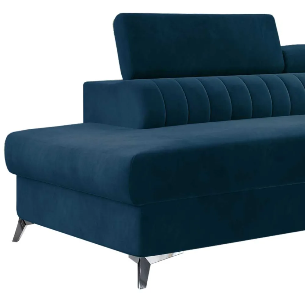 Wohnen Betten|Sofas<Dunkelblaue Samt Wohnlandschaft mit Schlaffunktion - Apyna