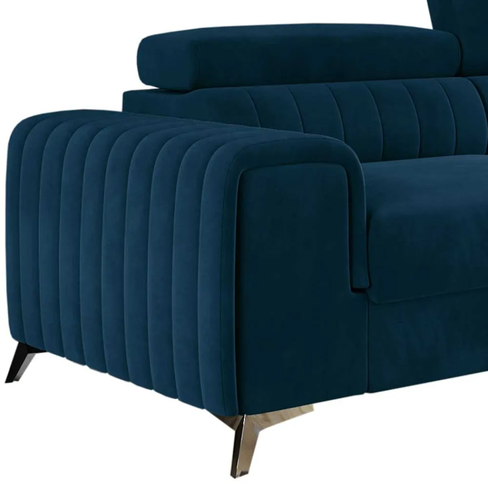 Wohnen Betten|Sofas<Dunkelblaue Samt Wohnlandschaft mit Schlaffunktion - Apyna