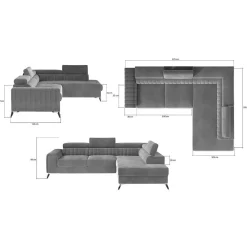 Wohnen Betten|Sofas<Dunkelblaue Samt Wohnlandschaft mit Schlaffunktion - Apyna