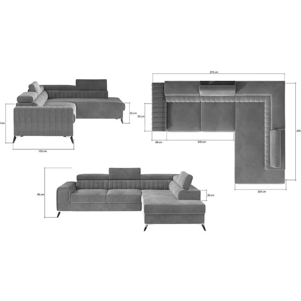 Wohnen Betten|Sofas<Dunkelblaue Samt Wohnlandschaft mit Schlaffunktion - Apyna