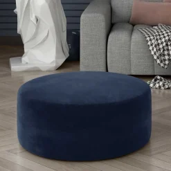 Wohnen Hocker<Dunkelblauer Sitzhocker aus Samt - Blou