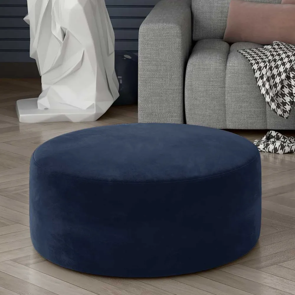 Wohnen Hocker<Dunkelblauer Sitzhocker aus Samt - Blou