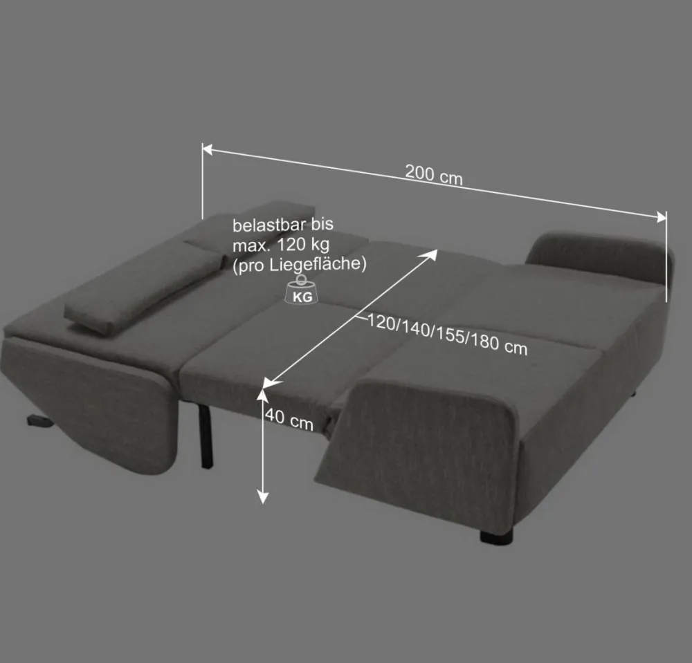 Wohnen Sofas<Dunkelgraue Schlafcouch als Längsschläfer - Osicria