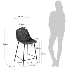 Wohnen Hocker<Dunkelgraue Tresenstühle mit Sitzschale - Malka (4er Set)