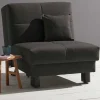 Wohnen Sofas<Dunkelgrauer Flachgewebe Sessel mit Schlaffunktion - Emli