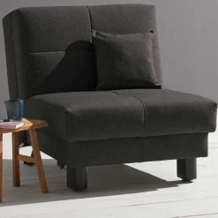 Wohnen Sofas<Dunkelgrauer Flachgewebe Sessel mit Schlaffunktion - Emli