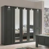Wohnen Kleiderschränke|Schränke<Dunkelgrauer Kleiderschrank mit Spiegeln - Mataram