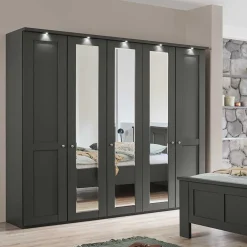 Wohnen Kleiderschränke|Schränke<Dunkelgrauer Kleiderschrank mit Spiegeln - Mataram