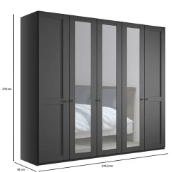 Wohnen Kleiderschränke|Schränke<Dunkelgrauer Kleiderschrank mit Spiegeln - Mataram