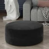 Wohnen Hocker<Dunkelgrauer Samthocker mit runder Form - Glamoure