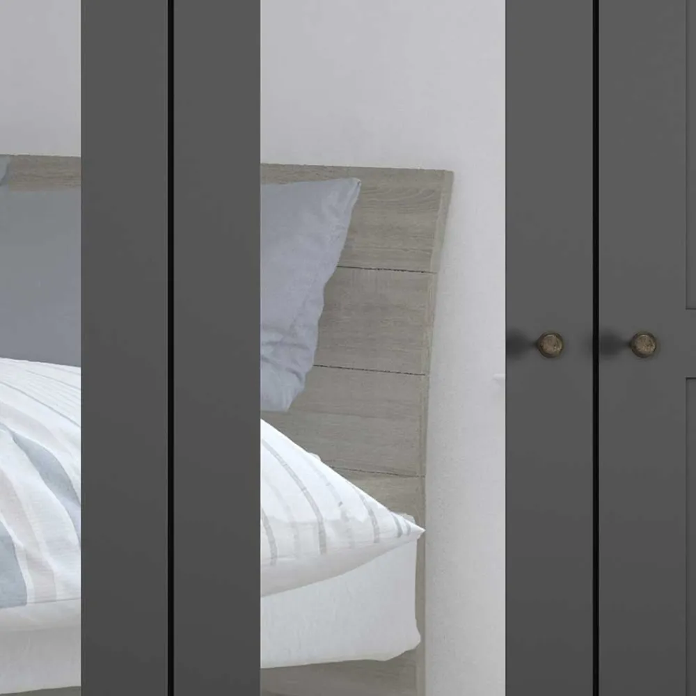 Wohnen Kleiderschränke|Schränke<Dunkelgrauer Schlafzimmerschrank 4-türig - Mataram