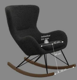 Wohnen Sessel<Dunkelgrauer Webplüsch Schaukelstuhl modern - Fronco