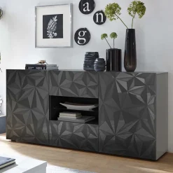 Wohnen Sideboards<Dunkelgraues Design-Sideboard in Hochglanz lackiert - Kuriasna
