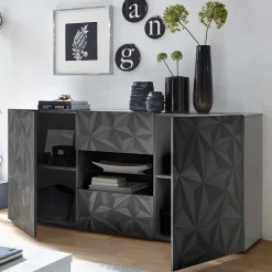 Wohnen Sideboards<Dunkelgraues Design-Sideboard in Hochglanz lackiert - Kuriasna