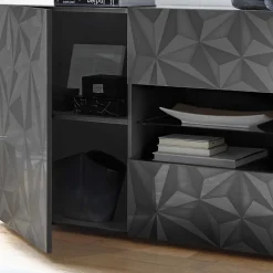 Wohnen Sideboards<Dunkelgraues Design-Sideboard in Hochglanz lackiert - Kuriasna