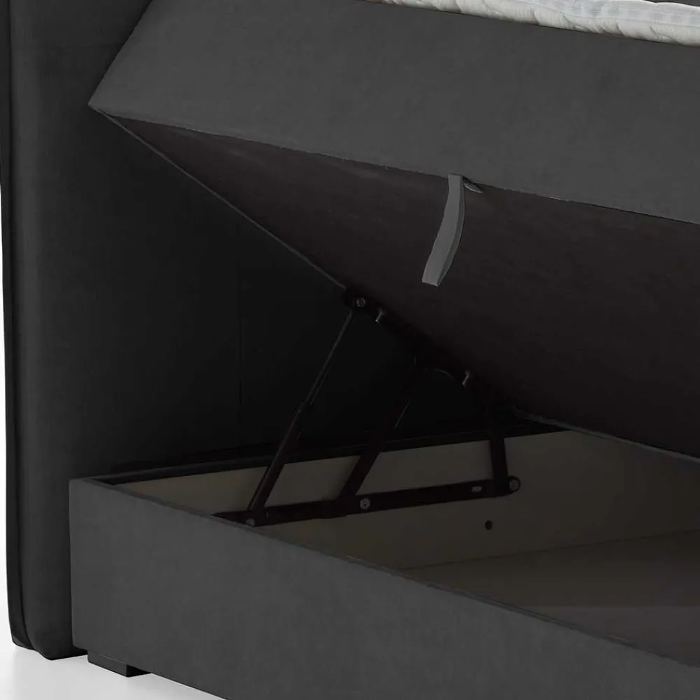 Wohnen Betten<Dunkelgraues Polsterbett mit Bettkasten - Epos