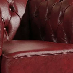 Wohnen Sitzgruppe<Dunkelrote Ledergarnitur im Chesterfield Look - Tuguda (dreiteilig)