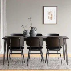 Wohnen Sitzgruppe<Dunkle Essgruppe im Skandi Design - Casna (siebenteilig)