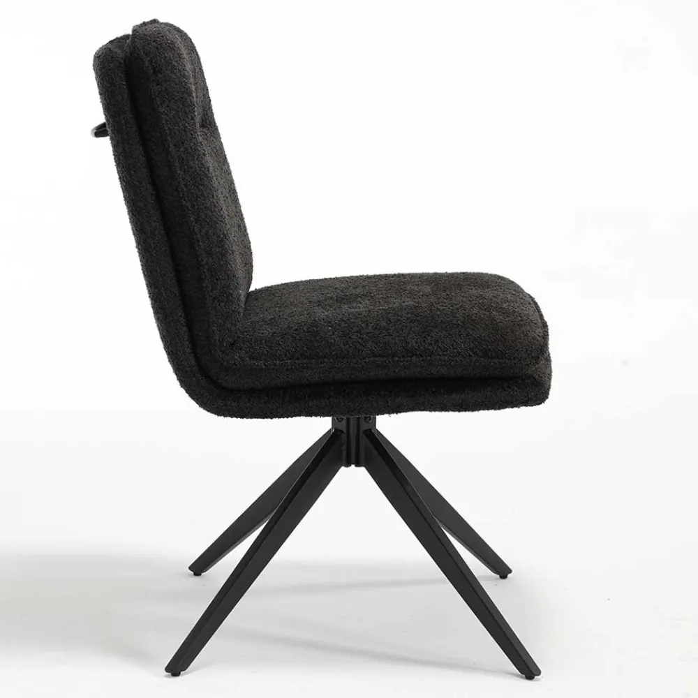 Wohnen Stühle<Dunkler Polsterstuhl in Anthrazit Boucle - Queen (2er Set)