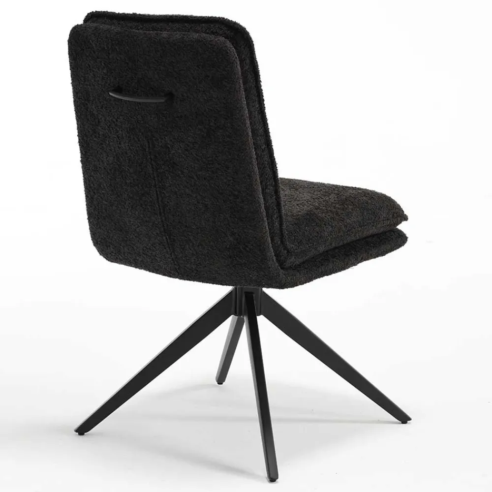 Wohnen Stühle<Dunkler Polsterstuhl in Anthrazit Boucle - Queen (2er Set)