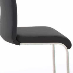 Wohnen Sessel<Echtleder Freischwinger in Schwarz - Standos (2er Set)