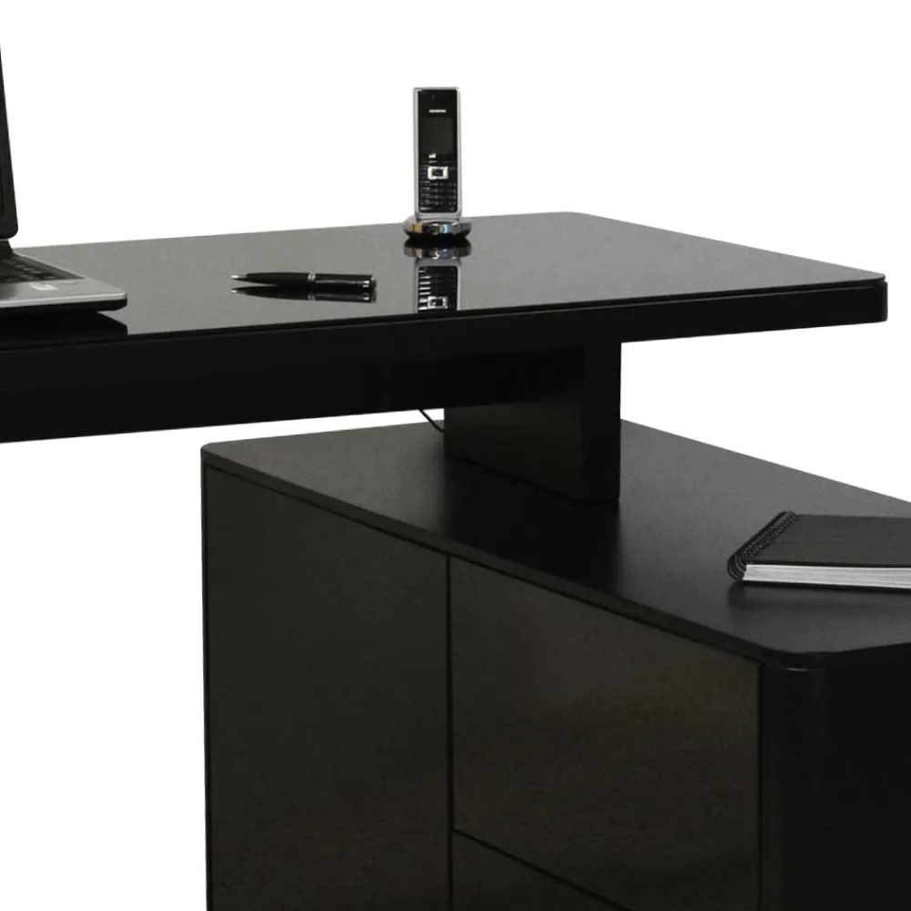 Wohnen Tische<Eck PC Schreibtisch Cigemba in Schwarz