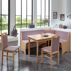 Wohnen Sitzgruppe<Eckbankgruppe in Rosa Jutta & Buchefarben (vierteilig)