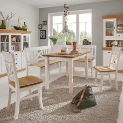 Wohnen Sitzgruppe<Eckbankgruppe Lugon im Landhausstil (vierteilig)