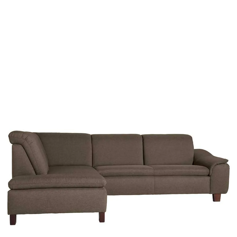 Wohnen Sofas<Eckcouch in Beigegrau mit Nussbaum - Abecra