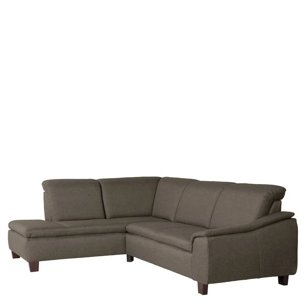 Wohnen Sofas<Eckcouch in Beigegrau mit Nussbaum - Abecra