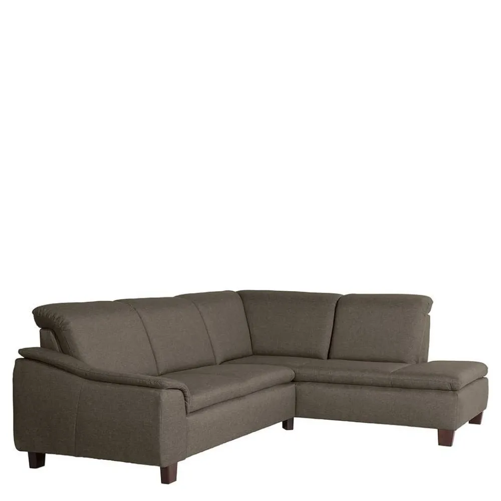 Wohnen Sofas<Eckcouch in Beigegrau mit Nussbaum - Abecra
