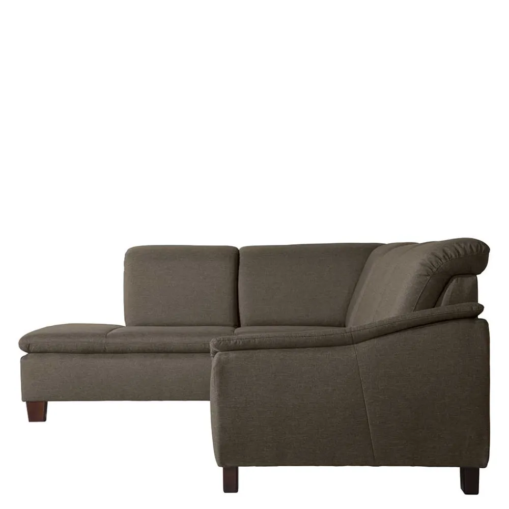 Wohnen Sofas<Eckcouch in Beigegrau mit Nussbaum - Abecra