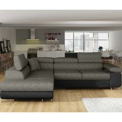 Wohnen Sofas<Eckcouch in Beigegrau und Schwarz - Itsuko