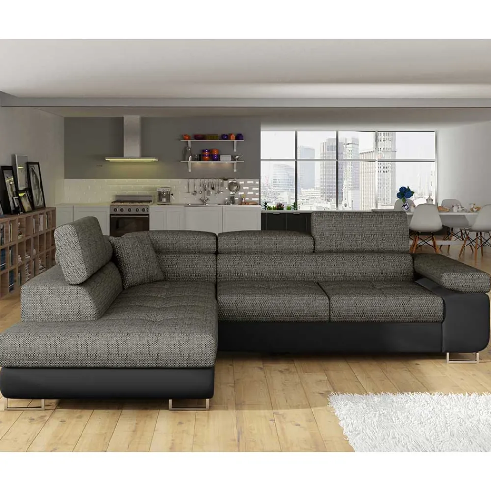 Wohnen Sofas<Eckcouch in Beigegrau und Schwarz - Itsuko